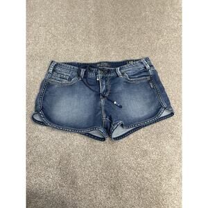 Y2K festival cheeky Joga Jeans Low Rise Micro Denim Shorts 31W Drawstring Beaded